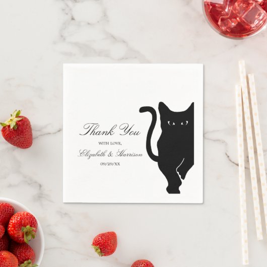 Moderne grillige zwarte kat bruiloft servetten (Insitu)