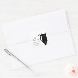 Moderne grillige zwarte kat bruiloft vierkante sticker