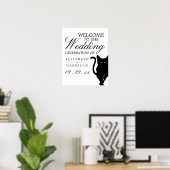 Moderne grillige zwarte kat bruiloft welkom poster (Thuiskantoor)