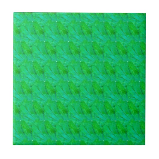 Moderne Groen Abstracte Botanische Patroon Tegeltje (Voorkant)