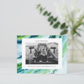 Moderne Groen Blauw marmeren Foto SAVE THE DATE Aankondigingskaart (Staand voorkant)