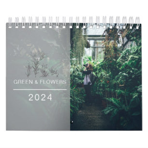 Moderne Groen & Bloemen Familie Foto's Collage 202 Kalender