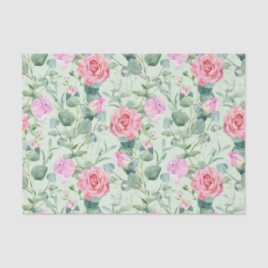 Moderne Groen bloemenachtergrond Decoupaging Tissuepapier (Voorkant)