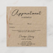 Moderne groen Blush Roze Kraft Afspraakkaart Vierkante Visitekaartje (Achterkant)