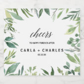 Moderne groen botanische bladeren bruiloft sparkling wijnetiket (Enkel label)