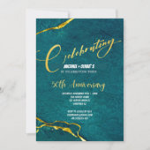 Moderne Groen en Goud 50e Jubileum Uitnodiging (Voorkant)