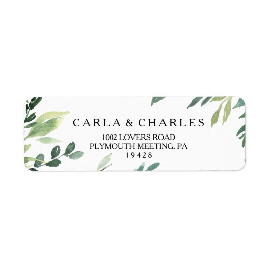 Moderne groen foliage Return Address Label (Voorkant)