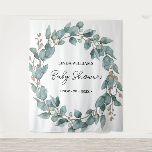 Moderne groen foto achtergrond | Baby shower Decor Wandkleed (Voorkant)