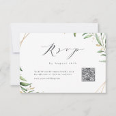 Moderne groen geometrische rustieke bruiloft QR-co RSVP Kaartje (Voorkant)