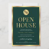 Moderne Groen & Goud Bedrijf Logo Kantoor Open Hui Kaart (Voorkant)