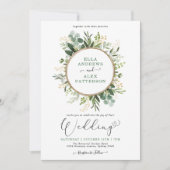 Moderne Groen Goud Botanische Groene Bruiloft Kaart (Voorkant)