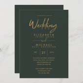 Moderne Groen Goud Premium Bruiloft uitnodigt Kaart (Voorkant / Achterkant)