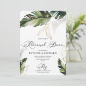 Moderne groen goud tropische bladeren repetitie kaart (Staand voorkant)