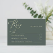 Moderne Groen & Goud Typografie RSVP bruiloft Kaartje (Staand voorkant)