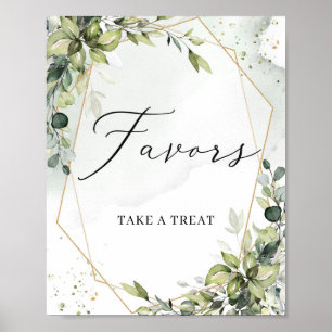 Moderne groen laat gouden geometrische gunsttekens poster