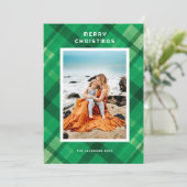 Moderne Groen Plaid Vrolijk Kerstmis Ontwerp Feestdagenkaart (Staand voorkant)