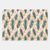 Moderne Groen Roze Gouden Kerstboom Branches Inpakpapier Vel (Voorkant)