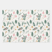 Moderne Groen Roze Gouden Kerstboom Branches Inpakpapier Vel (Voorkant 2)