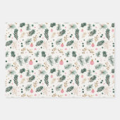 Moderne Groen Roze Gouden Kerstboom Branches Inpakpapier Vel (Voorkant)