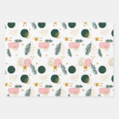 Moderne Groen Roze Gouden Kerstboom Branches Inpakpapier Vel (Voorkant)