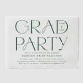 Moderne Groen Typografie Afstudeerfeest Vellum Uitnodigingen (Voorkant)