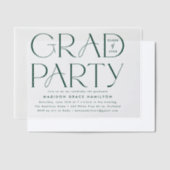 Moderne Groen Typografie Afstudeerfeest Vellum Uitnodigingen (Offset)