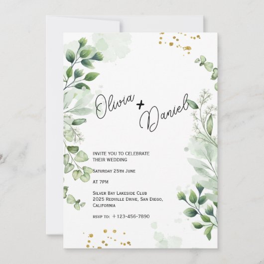 Moderne groen typografie bruiloft uitnodiging (Voorkant)