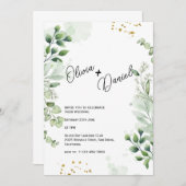 Moderne groen typografie bruiloft uitnodiging (Voorkant / Achterkant)