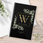 Moderne Groen Waterverf Monogram Naam Planner<br><div class="desc">Moderne elegante zwart-gouden waterverf groen monogram naamplanner met een gouden monogram initiaal. Ontworpen door Thisnotme©</div>