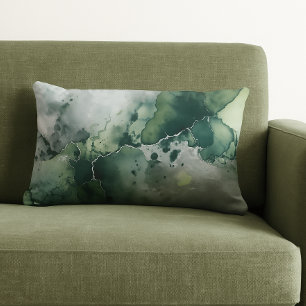 Moderne Groen Zilver Grijs Waterverf Kussen
