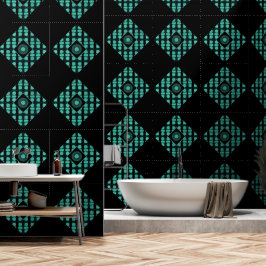 Moderne Groen Zwart Geometrische Vormen Behang