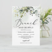 Moderne groenblaasbrunch en bubbly bridal kaart (Staand voorkant)