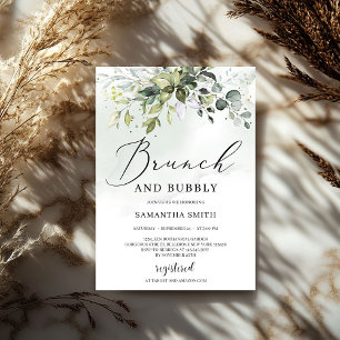 Moderne groenblaasbrunch en bubbly bridal kaart