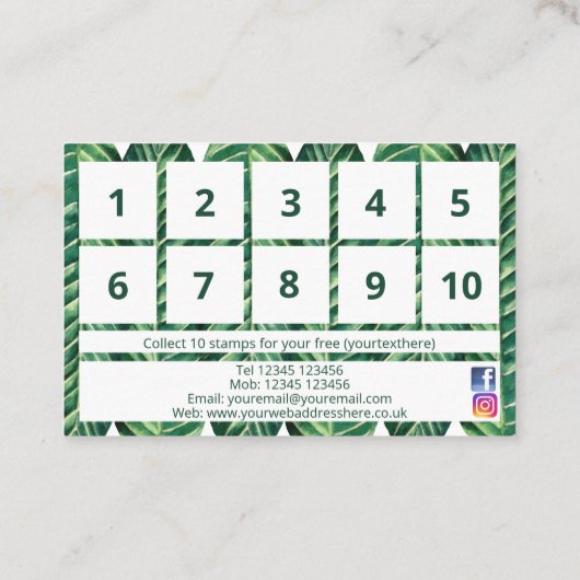 Moderne groenbladerblaasontwerp Loyalty-Kaart Visitekaartje (Achterkant)