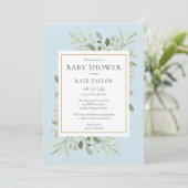 Moderne groenblauwe baby boy shower kaart (Staand voorkant)