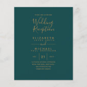 Moderne groenblauwe gouden budget bruiloftsrecepti (Voorkant)