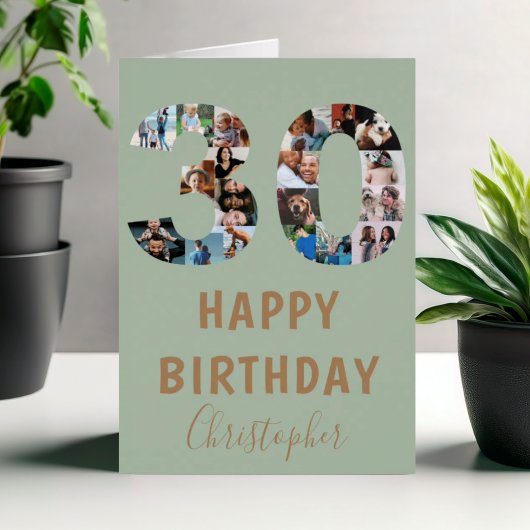 Moderne Groene 30e Gelukkige Verjaardag Fotocollag