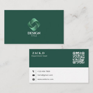 Moderne Groene 3D Logo QR Code Zakelijke Visitekaa Visitekaartje