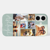 Moderne groene 7 foto collage Aangepaste kleuren Case-Mate iPhone Case (Achterkant (horizontaal))