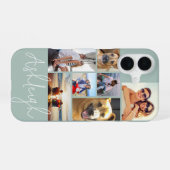 Moderne groene 7 foto collage Aangepaste kleuren iPhone 16 Hoesje (Achterkant horizontaal)