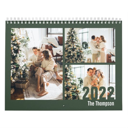 Moderne groene aangepaste Creëer uw eigen fotokale Kalender (Hoes)