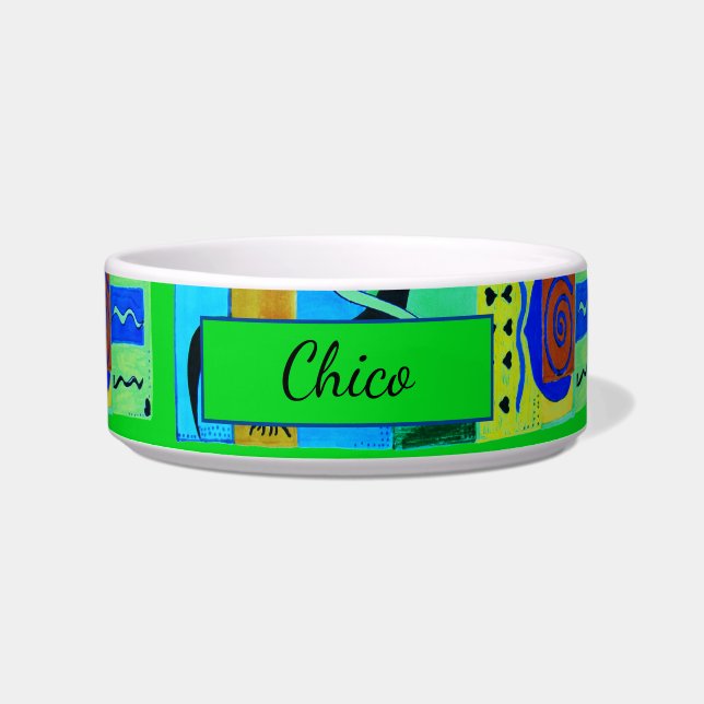 Moderne groene Abstracte inspiratie van matisse Voerbakje (Voorkant)