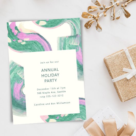 Moderne groene abstracte kerstvakantiefeest kaart