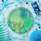 Moderne Groene Abstracte Landschap Papieren Bordje (Feest)
