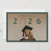 Moderne Groene Afstudeer Jaar Foto Afstuderen Kaart (Voorkant)