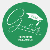 Moderne Groene Afstudeerfeest Ronde Sticker (Voorkant)