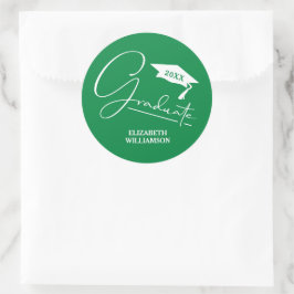 Moderne Groene Afstudeerfeest Ronde Sticker