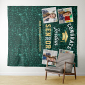Moderne groene Afstuderen 4 Foto Booth Backdrop Wandkleed (In Situ (horizontaal))