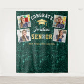 Moderne groene Afstuderen 4 Foto Booth Backdrop Wandkleed (Voorkant)