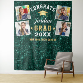 Moderne Groene Afstuderen 4 Fotohokje Achtergrond Wandkleed